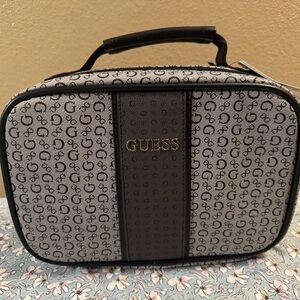 NWT GUESS Monogrammed Black and Gray Lunch Or Travel Bag